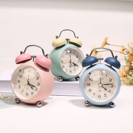 Clocks 3 inch alarm clock with silent alarm double bell mechanical clock office desk bedroom living room creative home decoration