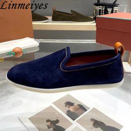 Casual Shoes S Round Toe Loafers Men High Quality Kid Suede Slip-on Leisure Flat Man Outdoors Comfort Walk