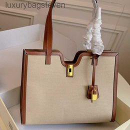 Women Retro Original Cellin Designer Bags 2024 New 16 Cotton Canvas Fabric Combination Leather Handbag Lock Buckle Tote Bag Bag with High Quality Original Logo