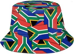 Berets South Africa Flag Bucket Hats Packable African Fisherman Summer Travel Hiking Beach Caps For Men Women