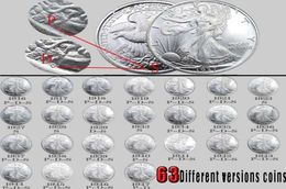 63pcs USA Walking Liberty coins Bright Silver Copy Coin Full Set Art Collectible96724362378624