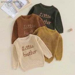 Pullover Newborn Sweaters Knitted Autum Winter Baby Boy Clothes Round Neck Kid Toddler Boy Pullover Baby Letter Embroidery Jumpers TopsL2404