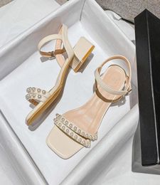 Sandals Women039s Fit Feet Wide Elegant With Pearls Shoes Ladies Party Dresses Low Thick Heels High Large Size 41449136703