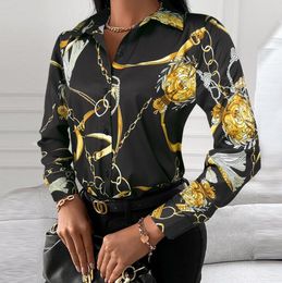 Designer Women Lapel Neck Shirt New Spring Baroque Printed Blouse Floral Blouses Fashion Shirts Tops Long Sleeved Sweatshirts
