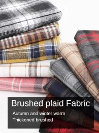 Fabric Plaid Fabric Brush By The Meter for Clothes Shirts Dresses Pants Home Cover Diy Sewing Cloth Thickend Warm Soft Antiwrinkle Red