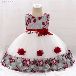 Girl's Dresses Infant Baby Girl Dress Tulle Baptism Dresses for Girls 1st Year Birthday Beading Lace Appliqued Party Wedding Prom Kids Clothes d240425