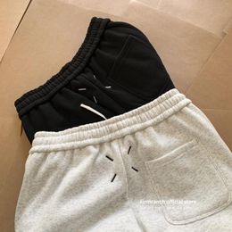 Men's Pants Firmranch Autumn Winter Thickened Fleece Cleanfit Quadrangle Embroidered Sweatpants For Men Women Elastic Waist Sport