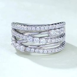 S925 Silver Simple Thin Plain Ring Small and Design with Full Diamond Fashion Versatile 240424