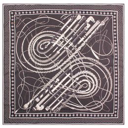 Manual Hand Rolled Twill Silk Scarf Women Leather Whip Dots Printing Fashion Square Scarves Echarpes Foulards Femme Wrap Bandana H3036137