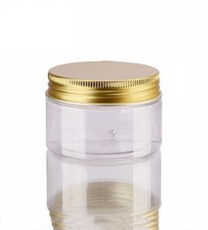 100ml 200ml Transparent PET Plastic Jars Storage Cans Round Bottle with Gold Aluminium Lids for cream lotion mud mask lip balm7905999