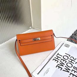 designer keilly bag Palm Pattern Wallet Imitation Wax Line Silver Buckle Mid length Handheld Bag Womens