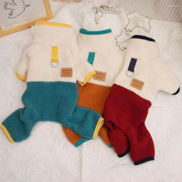 Dog Apparel Pet Jumpsuit Winter Cute Color-Blocking Four-leg Design Comfortable Warm Cat Puppy Overall Clothes