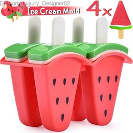 Ice Cream Tools Cartoon watermelon shaped ice cream Mould DIY popsicle fruit milk Mould with handle kitchen ice tray making popsicle Mould Q240425