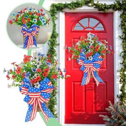 Decorative Figurines American Independence Day Wreath July 4th Decoration For Door Basket Wedding Flower Wall