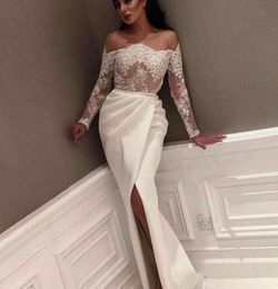 2019 Sheath Arabic Split Evening Dress OffShoulder Long Sleeves Formal Holiday Wear Prom Party Gown Custom Made Plus Size5710517