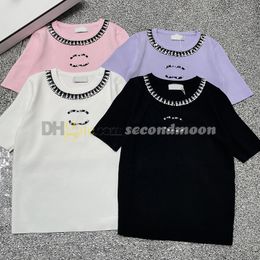 Short Sleeve Knits Top Women Crew Neck Knitwear Spring Summer Knitted Tee Casual Style Knitwears