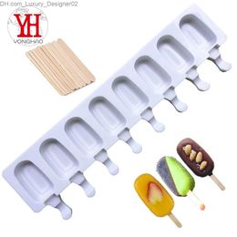 Ice Cream Tools YongHao 8/4 cavity silicone ice cream Mould popsicle cube ice bucket Mould dessert DIY Mould making tool Q240425