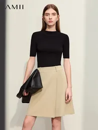 Skirts Amii Minimalism Women Blazer 2024 Spring Slight Stretch Office Lady Straight Short Solid A-line Skirt Female 12421041