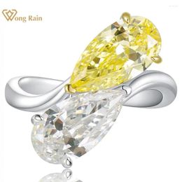 Cluster Rings Wong Rain 925 Sterling Silver 7 13MM Pear Cut Citrine White Sapphire Gemstone Wedding Engagement Fine Jewellery Ring Wholesale