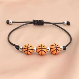 Charm Bracelets Minimalist Sport Style Ball Bracelet For Women Men Black Wax Thread Braided Basketball Soccer Friendship Jewellery Gifts