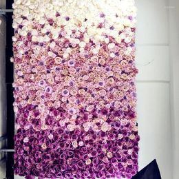 Decorative Flowers SPR 2.4m 3m Silk Wedding Purple Ombre Flower Wall Backdrop Artificial Row And Arch Flore