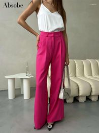 Women's Pants Absobe Pink Loose Casual Long Women High Rise Versatile Draping Slim Wide Leg Trousers Suit 2024 Autumn Commutwear