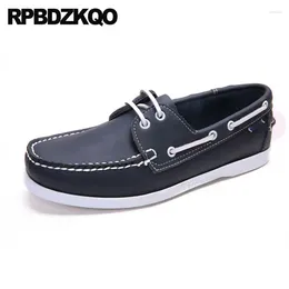 Casual Shoes Big Size Blue Rubber Male Lightweight Flats 46 Driving Leather Boat Men Soft Spring Breathable Slip On Comfort