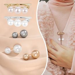 Brooches 1/3PCS Simple Double Pearl Brooch Sweater Collar Needle Safety Pins Clothing Accessories For Women Jewelry