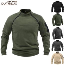 Layers DUTRTactical Outdoor Polar Fleece Jacket for Men, Hunting Clothes, Warm Zipper Pullover, Windproof Coat, Thermal Hiking Sweate