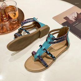 Casual Shoes For Women 2024 Zip Women's Sandals Summer Daily Pinch Toe Female Flat Sandalias De Mujer