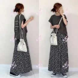 Work Dresses Spring 2024 Japanese And Korean Style Women Clothing FemaleTwo Piece Sets: High Fashion T Shirt Tops Printed Skirt