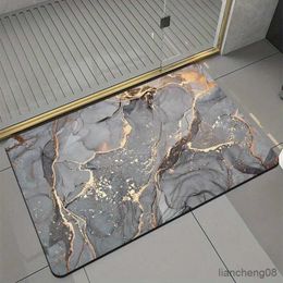 Bath Mats Modern Marble Printed Bathroom Floor Mat Absorbent Non Slip Bathtub Rug Decorative Carpet Bathhouses Accessories Home Room Decor