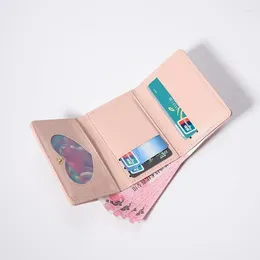 Wallets Women's Wallet Cute Short Trifold PU Leather Small Purse Girls Money Bag Card Holder Ladies Female 2024 Fashion