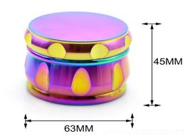 Four Layers of Bright Blue Creative Zinc Alloy Drum Type Tobacco Grinder 63MM Polygon Grinder Broken Tobacco for Personality8777516