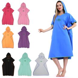 Accessories New Surf Poncho Changing Towel Quick Dry Robe Hood Microfiber Beach Blanket Bath Towel Swimming Wetsuit Beach Poncho for Adults