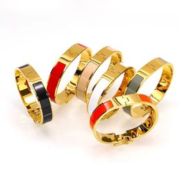 Charm Bracelet classic bracelet designer Titanium steel Gold Bracelet popular jewlery designer for women mens 19 Choices Enamel couple designer jewelry 17/19 size