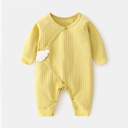 KVCY Rompers Lawadka 0-6M Spring Autumn Newborn Baby Girl Boy Romper Cotton Solid Soft Infant Jumpsuit With Wing Casual Clothes For Girls Boy d240425