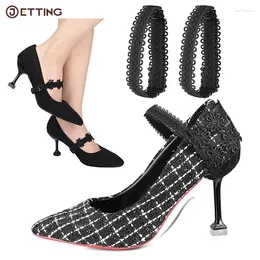 Shoe Parts 1Pair Women Black Lace Shoes Band High Heels Bundle Shoelace Loose Anti-skid Accessories Adjustable Elastic