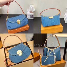 Denim Bag Women Blue Vintage Shoulder Bags Famous Designer Handbags Men Flower Cross body bags Underarm Bag Messenger Purse The Tote bag Fashion Mini Handbag wallets