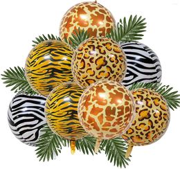 Party Decoration 8Pcs 18inch Animal Print Foil Balloons Giraffe Tiger Zebra Leopard Helium Air Globos Wlid One Baby Shower Kids 1st Birthday