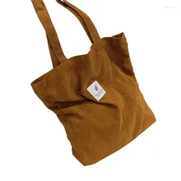 Storage Bags Women Corduroy Shoulder Bag Girls Student Bookbag Casual Vintage Tote Shopping Reusable Grocery Handbags