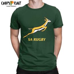 Men's T-Shirts South Afric Springbok Rugby Men T Shirts Novelty Tee Shirt Short Sleeve Crewneck T-Shirts Cotton Classic Tops T240425