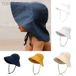 Caps Hats Baby SunHat Summer Boys Girls Bucket Hat Kids Cotton UV Travel Hats Child Big Brim Outdoor Beach Caps Fashion Casual Panama Cap d240425