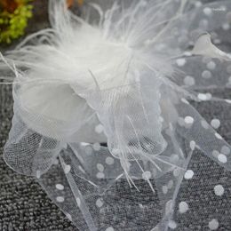 Hair Clips Womens Retro Point Mesh Veil Hat Feather Solid Color