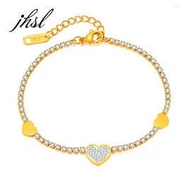 Charm Bracelets JHSL Women Statement Cubic Zircon Heart Bangles Fashion Jewelry Silver Gold Color Stainless Steel Arrival