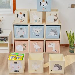 Bins Cartoon Cube Storage Box Fodable Fabric Organizer Storage Bins For Children Toys Collection Case 33x33x33cm