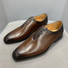 Dress Shoes Men Shoe 2024 Genuine Leather Oxford One Piece Of Handmade Formal Attire Business Men's Office Wedding