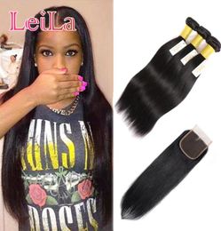 Peruvian Straight Hair Bundles With Closure 4pieces Human Hair With Lace Closure 100 Unprocessed Straight Hair Weaves With 4 X 4 2368455