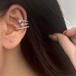 Charm 1Pcs Silver Colour Zircon Star Ear Clip Earrings For Women Simple Multilayer Crystal Fake Piercing Cartilage Ear Cuff Jewellery