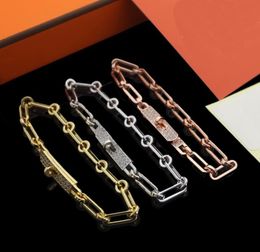 Europe America Fashion Style Lady Women Titanium steel Chain Bracelet With H Initials Setting Diamond Pendant 3 Color4157972